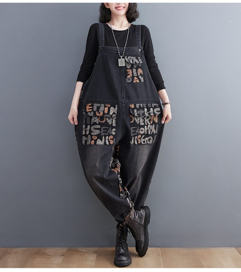 Salopeta Jeans Dark Letters