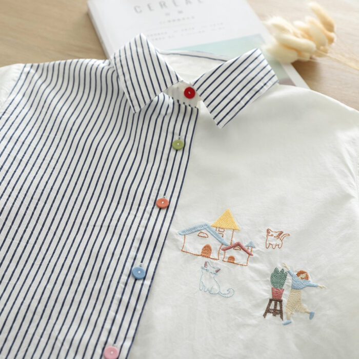 ămașa boho cu dungi și broderii „Little Village Cats” 1