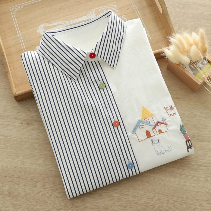 ămașa boho cu dungi și broderii „Little Village Cats” 2