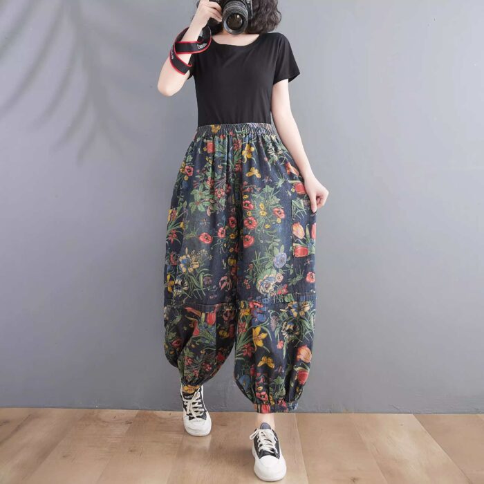 Pantaloni Flori Colorate Jeans 1