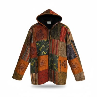 Jachetă Hanorac Patchwork din Bumbac & Cânepă, Dublată cu Polar – Unisex