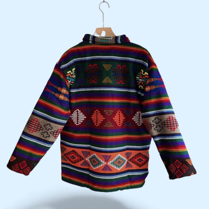 Jachetă Unisex din Lână Naturală – Lucrată Manual, Model Tribal Multicolor 2