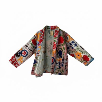 Jachetă vintage reinterpretată – brodată manual din carpetă tradițională, One Size