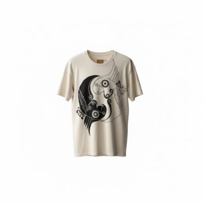Tricou din bumbac „Yin Yang Parrot” – Unisex